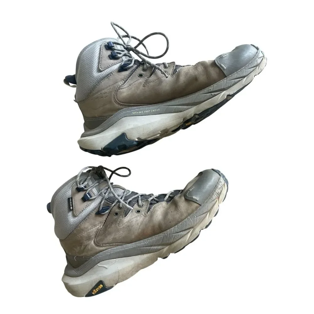 HOKA Kaha 2 Men’s Blue Gray Hiking GTX Boots Shoes Soze 10.5 Goretex
